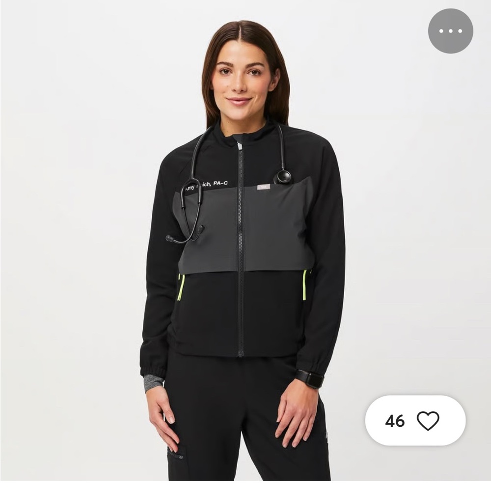 Figs Black and Gray Jacket with Yellow Accents